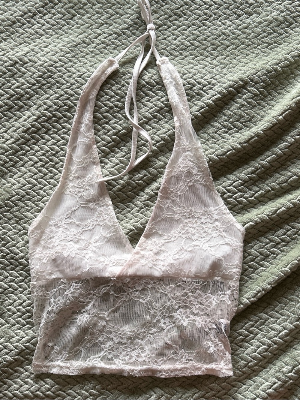 white lace crop halter top